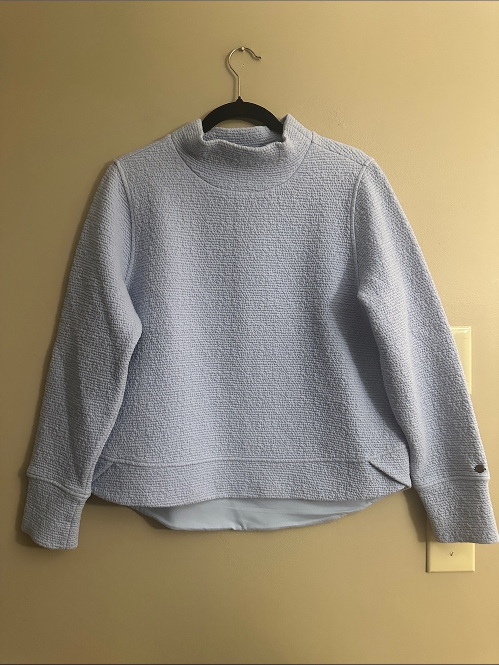 Cozy Light Blue Women's Textured Funnel Neck Sweater